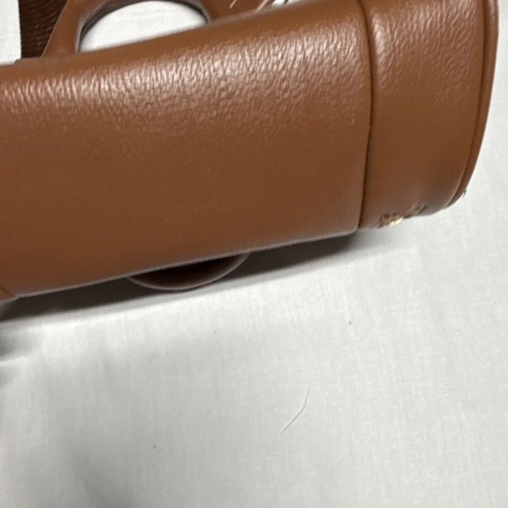MADDEN NYC Brown Satchel Bag Adjustable Strap Double Handles Gold Zipper Logo